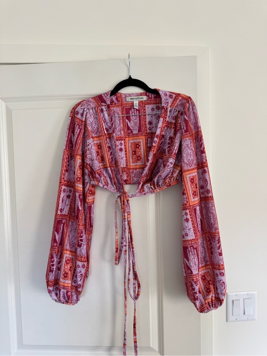 Urban Outfitters Tops - Urban Outfitters Pink Wrap Crop Top